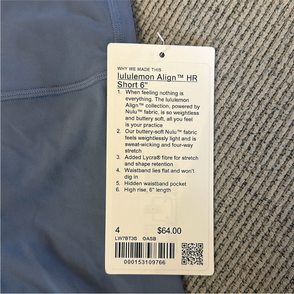 **SOLD**NWT Align 6” Short Lululemon in Oasis Blue - Picture 3 of 6